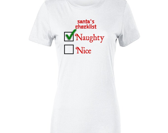 Santas Naughty Checklist Ladies T Shirt