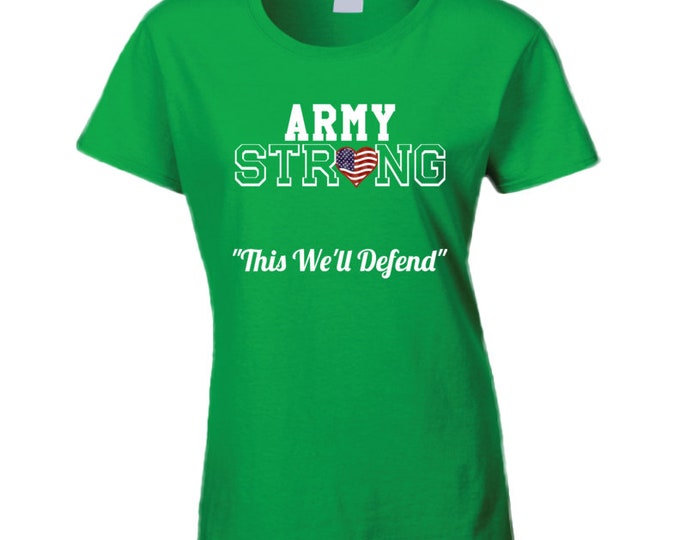 Patriotic  Strong Ladies T Shirt Green