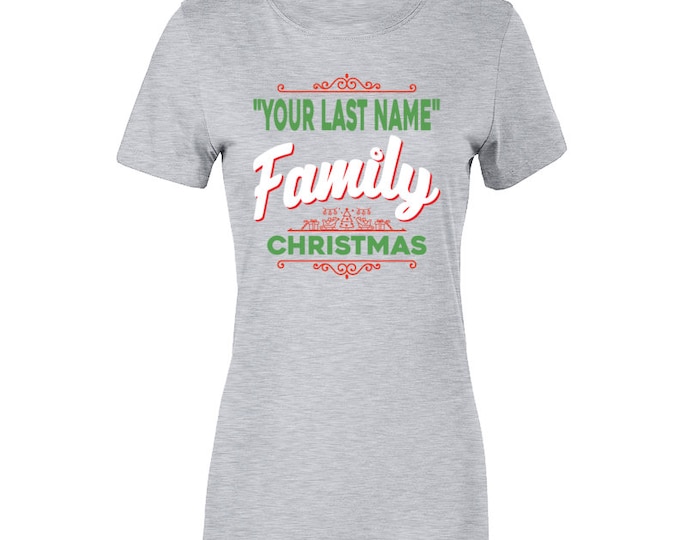Custom Name Family Christmas Ladies T Shirt