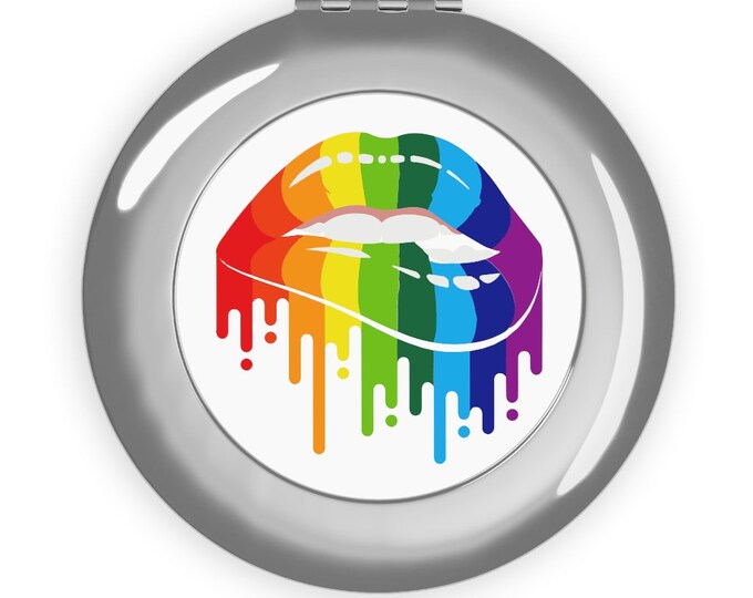 Pride Lips Compact Mirror - Metal Travel Makeup Mirror