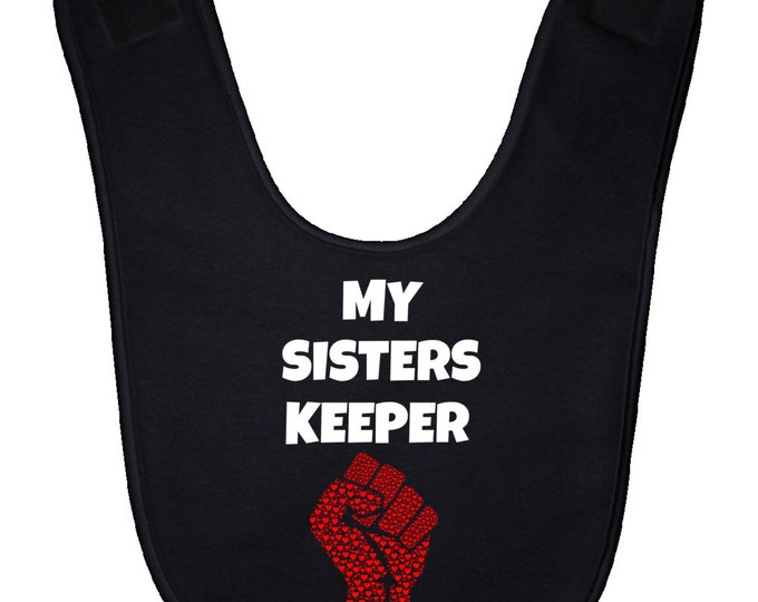 My Sisters Keeper Black Baby Bib