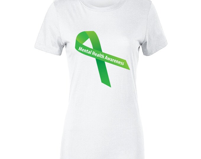 Mental Health Awareness Ribbon 1 Ladies T Shirt