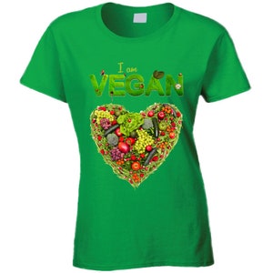 Vegan Herz Grün Damen T Shirt
