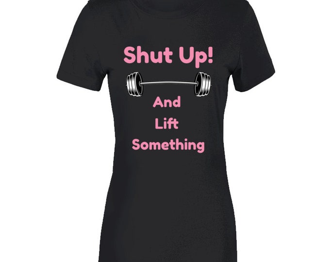 Lift Something Pink/black Ladies T Shirt