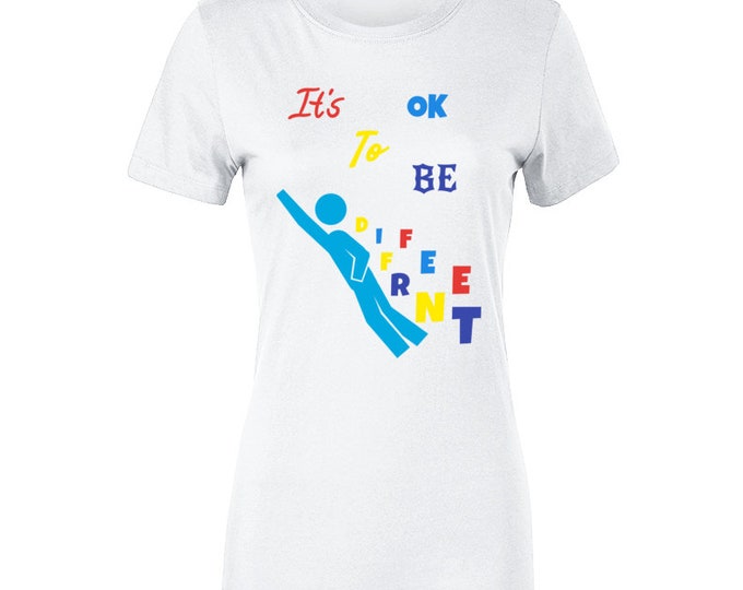 Autism Awareness Ok To Be Different Ladies T Shirt