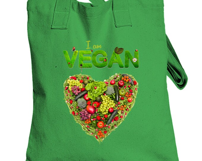 Vegan Heart Green Totebag