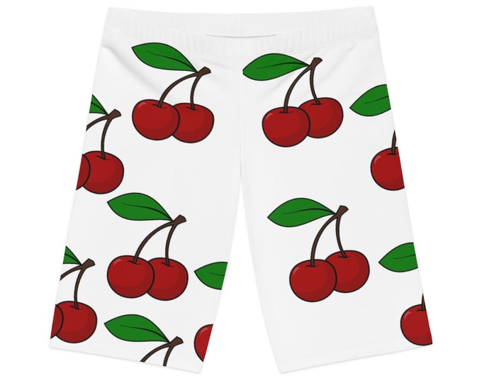 Cherry Print Women's Bike Shorts