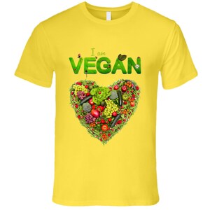 Vegan Heart Yellow T Shirt