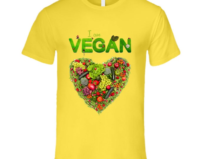 Vegan Heart Yellow T Shirt