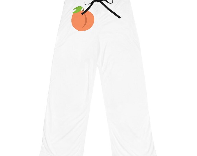 Women's Peach Emoji Pajama Pants, Custom Loungewear