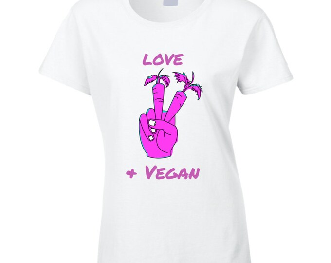 Love Peace And Vegan Ladies T Shirt
