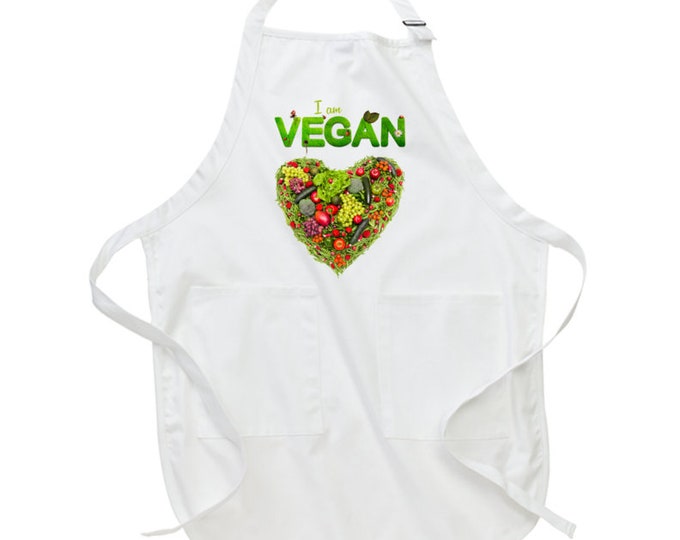 Vegan Heart White Apron