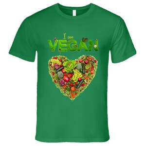 Vegan Heart Green T Shirt