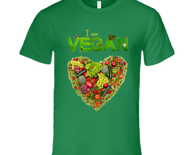 Vegan Heart Green T Shirt