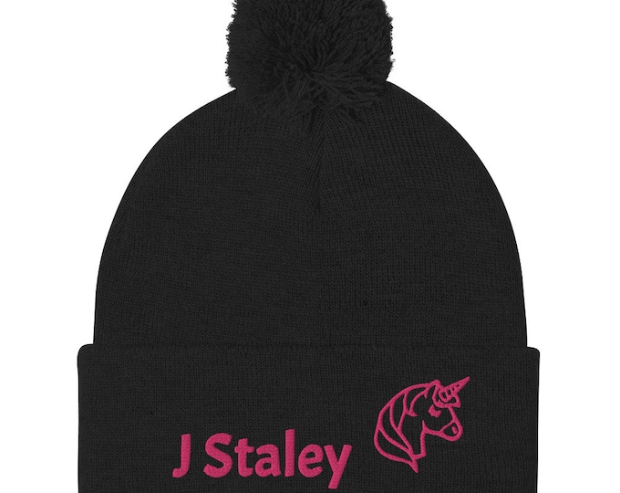 Custom Embroidered Pom-Pom Beanie: Personalized Acrylic Knit
