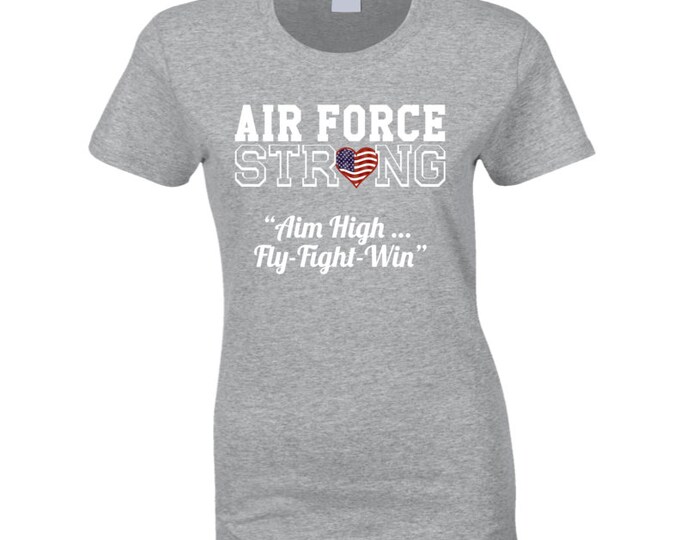 Patriotic Strong Ladies T Shirt Grey