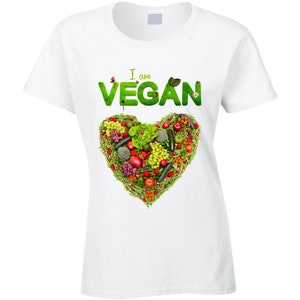 Vegan Heart White Ladies T Shirt