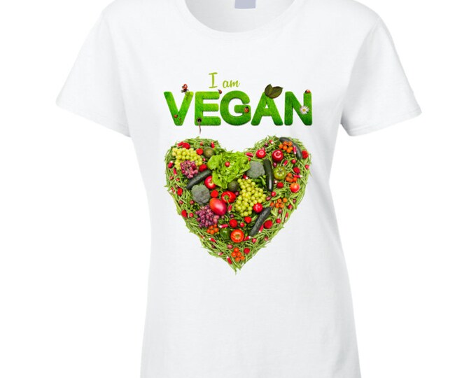 Vegan Heart White Ladies T Shirt