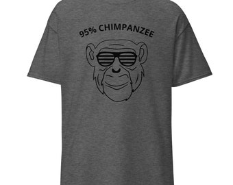 95% Chimpanzee shirt, mens funny T Shirt, funny monkey shirts, gag gift t shirts, monkey gifts, humor shirts,