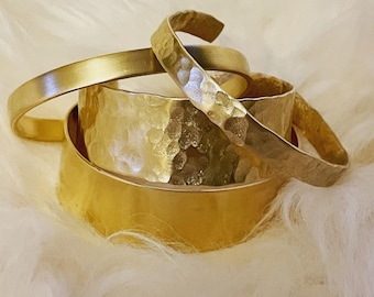 Hand formed brass cuff bracelet