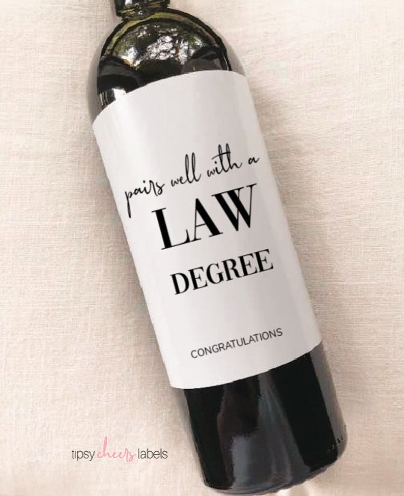 Graduation Wine Label Law School Law Degree Graduation Gift Etsy