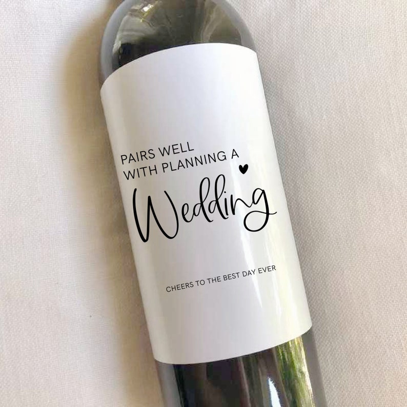 Engagement Gift for Couples Pairs well with Wedding Planning Engagement Wedding Wine Bottle Label Wedding Planning Gift Gift for her