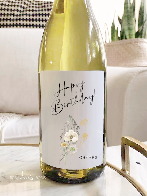 Happy Birthday wine bottle label birthday gift birthday Etsy