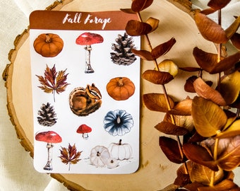Hoja de pegatinas del tema de otoño - Planner & Bullet Journal Stickers