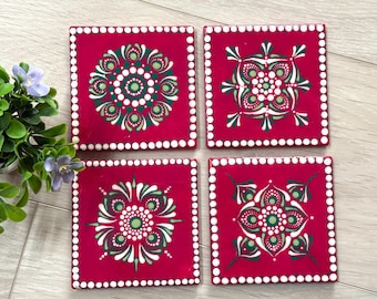 Hand Painted Coasters, Diwali Return Gifts, Mandala Art Coasters, Bulk Favors