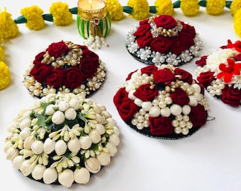 Indian Red Gold Gajra Artificial Gajra For hair Jasmine Hair Piece Jasmine Gajra Bridal Hair Accessory - LoveNspire main image 2