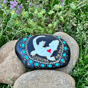 Piedra conmemorativa personalizada de dragón barbudo: regalo pintado a mano para la pérdida de una mascota