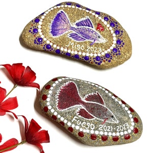 Customized Fish Memorial Stone • Personalized Betta Koi Gold Fish Stone •  Pet Loss Condolence Gift • Unique Fish Sympathy Gift