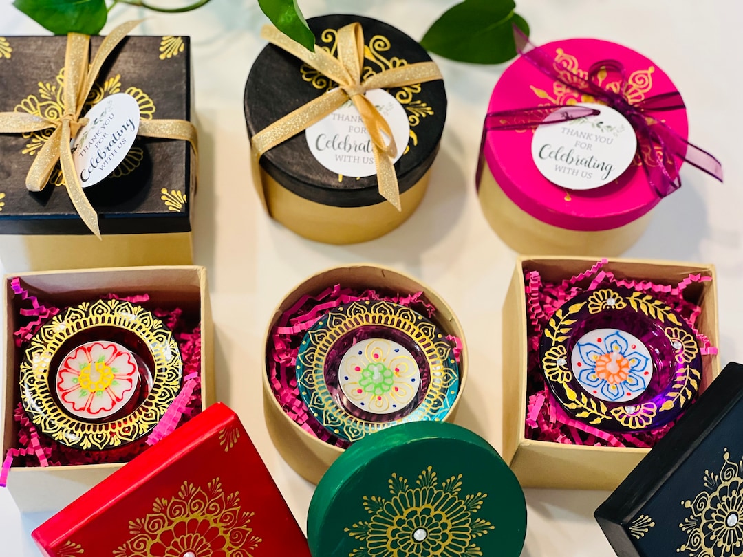 Indian Wedding Gift Box With Candle Holder Personalized Gift Etsy