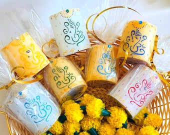 Personalized Happy Ganesh Chaturthi Candles | Ganpati Pooja Return Gift | Ganesh Gift | Indian Housewarming Favor