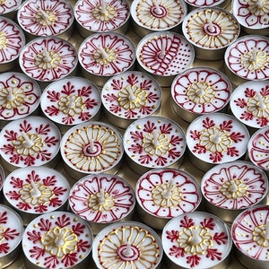 Beautiful Hand painted henna tealight candles - Indian Wedding Favors - Pakistani Wedding favor - Candle Gift For Guests - Small Return Gift