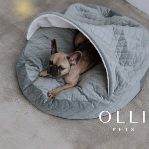 Gift for pet, aesthetic stuffed dog bed and cave for small, large dogs and puppies, minimalist floor large house