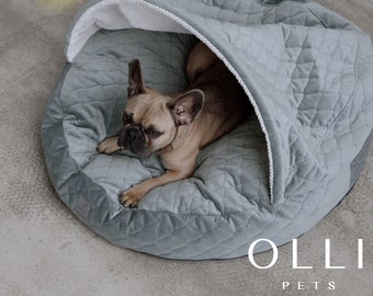 Gift for pet, aesthetic stuffed dog bed and cave for small, large dogs and puppies, minimalist floor large house