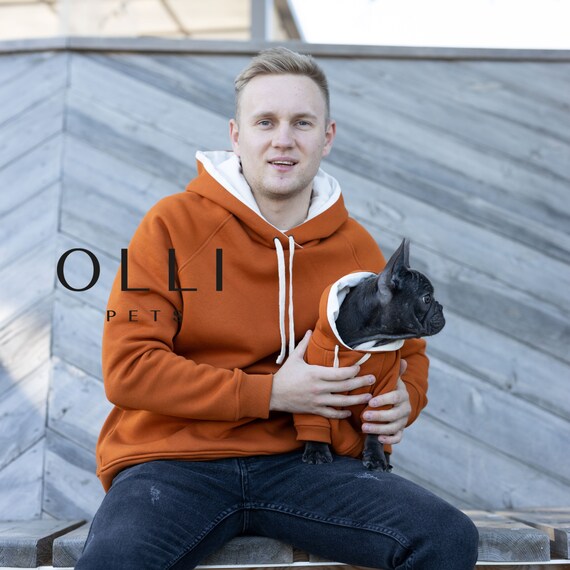 Matching dog owner and dog Christmas gift, twinning owner and dog hoodie set, organic cotton dog outdoor outfit