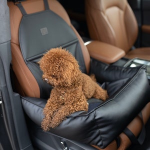 Gift for pet, waterproof vegan leather dog car bag, travel car seat bed, small pet car journey carrier, dog accessories supplies