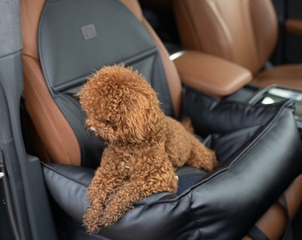 Regalo para mascota, bolsa de coche para perros de cuero vegano impermeable, cama para asiento de coche de viaje, transportador de viaje en coche para mascotas pequeñas, suministros de accesorios para perros