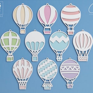 File vassoio a più livelli per ornamento a palloncino ad aria SVG DXF PDF - glowforge file di taglio laser, vassoio, taglio laser del legno, file di taglio digitale, cooldayart
