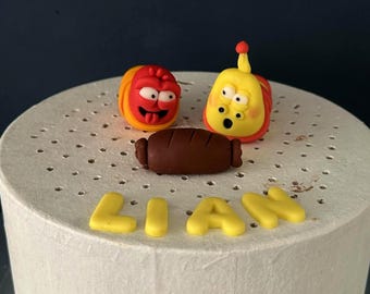Funny Caterpillar Worm Fondant Cake Topper | Handmade Custom Birthday Cake Decoration | Personalised Name & Age