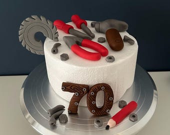 Edible Carpenter Tools Cake Topper: Handmade Fondant Builder Set