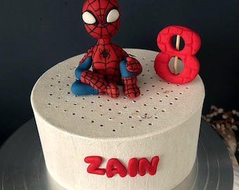 Personalised Spider Hero Edible Fondant Cake Topper | Custom Name, Age, Birthday Decoration