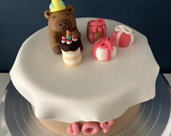 Handmade Fondant Capybara Cake Topper – Birthday Party Decoration