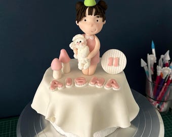 Personalised Easter Cake Topper – Girl Bunny Fondant Decoration – Custom Name Age