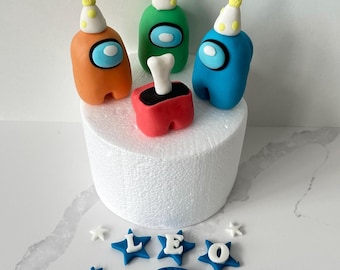 EDIBLE Among Us style cake topper personalised.