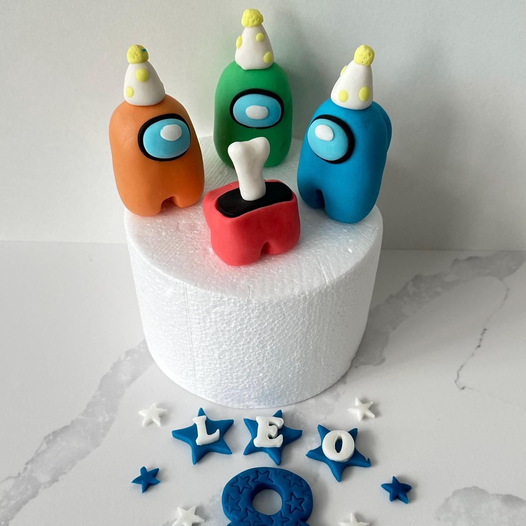 EDIBLE Among Us style cake topper personalised.