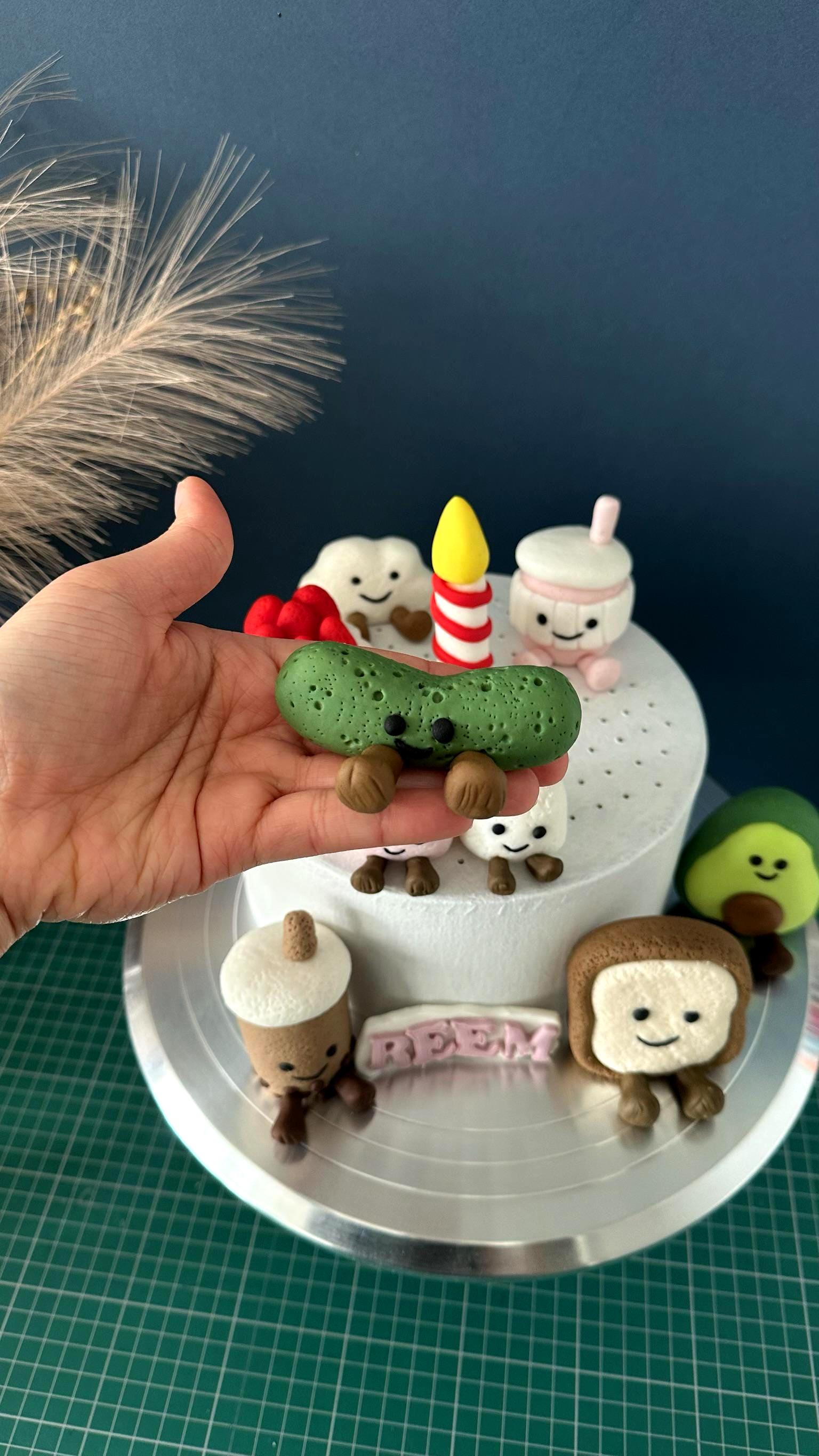 Food Case Topper Personalised Kawaii Food Cake Topper, Custom Name Fondant Decorations ...