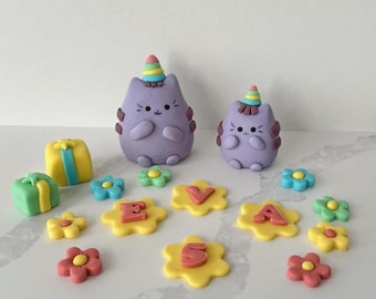 Edible Handmade Cat Cake Toppers Persoalized.